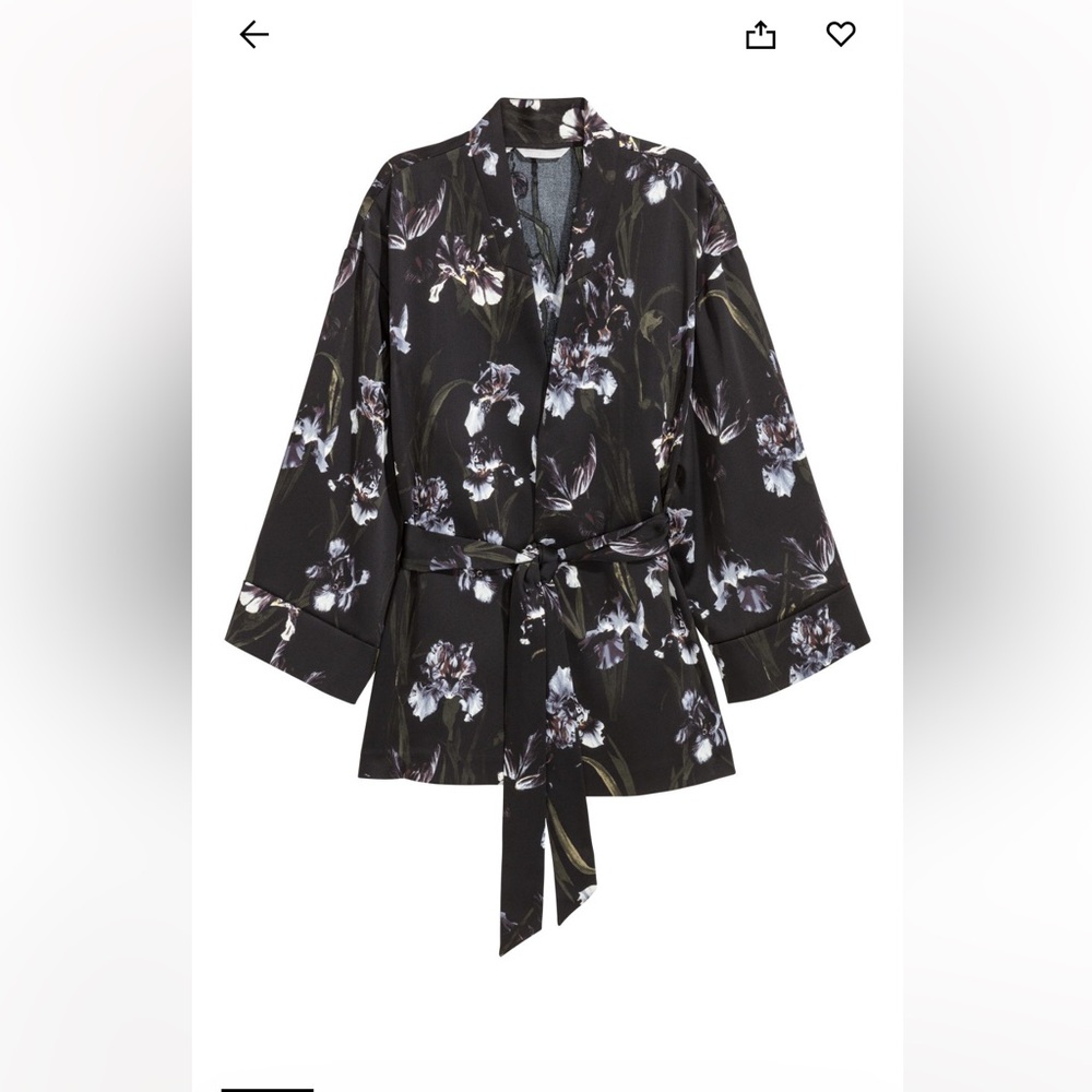 Floral black kimono with Flowing Sleeves and Elegant Design